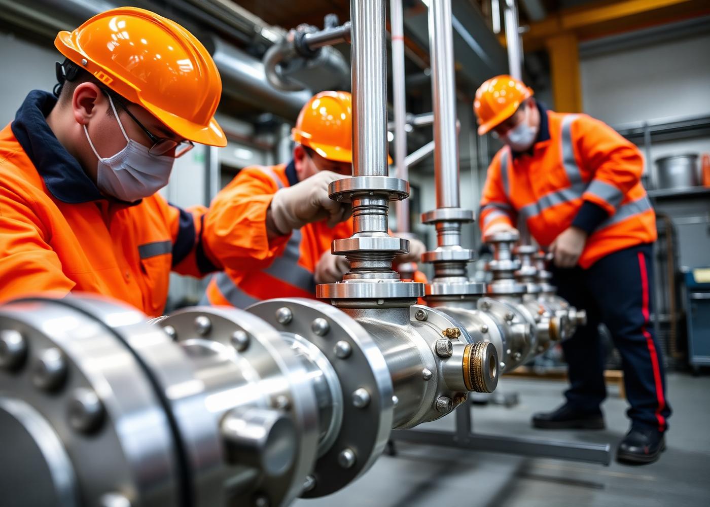 Coded pipefitters installing stainless steel process pipework